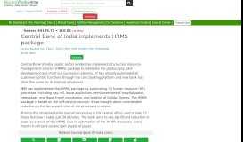 
							         Central Bank of India implements HRMS package - MoneyWorks4me								  
							    