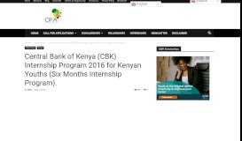 
							         Central Bank of Kenya (CBK) Internship Program 2019 for Kenyan ...								  
							    