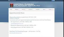 
							         Central Florida Pulmonary » Appointments By Phone								  
							    