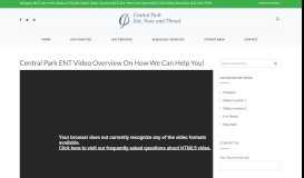 
							         Central Park ENT Video Overview On How We Can Help You ...								  
							    