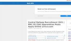 
							         Central Railway Recruitment 2019 | RRC CR Apprentices Jobs Apply ...								  
							    