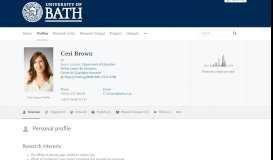 
							         Ceri Brown — the University of Bath's research portal								  
							    