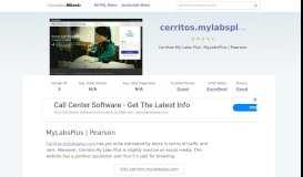 
							         Cerritos.mylabsplus.com website. MyLabsPlus | Pearson.								  
							    