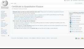 
							         Certificate in Quantitative Finance - Wikipedia								  
							    