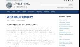 
							         Certificate of Eligibility | State of California - Department of ...								  
							    