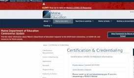 
							         Certification & Credentialing | Department of Education - Maine.gov								  
							    
