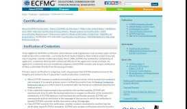 
							         Certification - Verification of Credentials - ECFMG								  
							    
