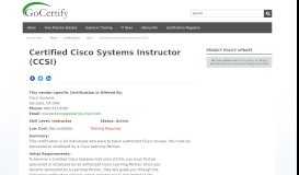 
							         Certified Cisco Systems Instructor (CCSI) - GoCertify								  
							    
