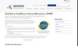 
							         Certified in Healthcare Human Resources (CHHR) - ashhra								  
							    
