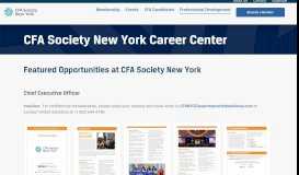 
							         CFANY Career Center » CFA Society New York								  
							    