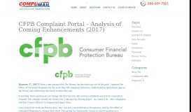 
							         CFPB Complaint Portal – Analysis of Coming Enhancements (2017 ...								  
							    