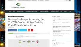 
							         Challenges Accessing Youwin Connect Online Training Portal								  
							    