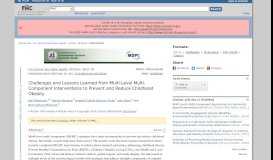 
							         Challenges and Lessons Learned from Multi-Level Multi ... - NCBI								  
							    