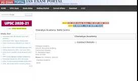
							         Chanakya Academy: Delhi Centre | IAS EXAM PORTAL - India's ...								  
							    