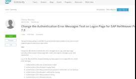 
							         Change the Authentication Error Messages Text on ... - SAP Blogs								  
							    