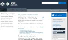 
							         Changes to your company | ASIC - Australian Securities and ...								  
							    
