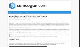 
							         Changing an Azure Subscriptions Tenant - Sam Cogan								  
							    