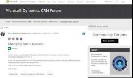 
							         Changing Portal Domain - Microsoft Dynamics CRM Forum ...								  
							    
