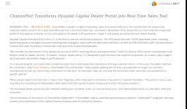 
							         ChannelNet Transforms Hyundai Capital Dealer Portal into Real-Time ...								  
							    