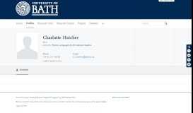 
							         Charlotte Hatcher — the University of Bath's research portal								  
							    