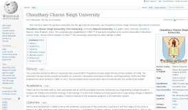 
							         Chaudhary Charan Singh University - Wikipedia								  
							    