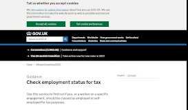 
							         Check employment status for tax - GOV.UK								  
							    