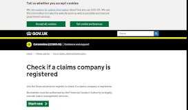 
							         Check if a claims company is registered - GOV.UK								  
							    