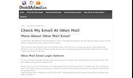
							         Check My Email At iWon Mail								  
							    
