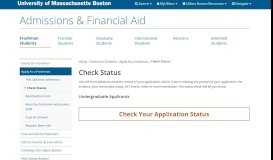 
							         Check Status - Admissions & Financial Aid - UMass Boston								  
							    