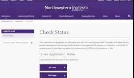 
							         Check Status, Admissions: Northwestern Pritzker School of Law								  
							    