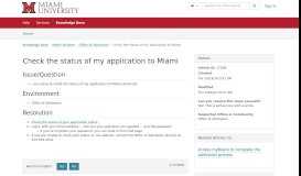 
							         Check the status of my application to Miami - Miami's Knowledge Base								  
							    