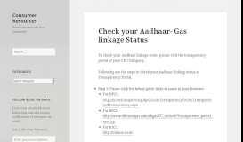 
							         Check your Aadhaar- Gas linkage Status – Consumer Resources								  
							    