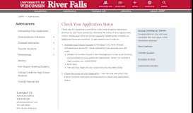 
							         Check Your Application Status | University of Wisconsin River Falls								  
							    