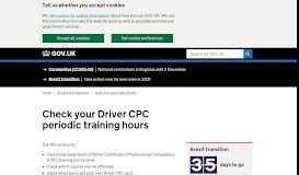 
							         Check your Driver CPC periodic training hours - GOV.UK								  
							    