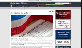 
							         Check Your Registration - Registrar of Voters								  
							    