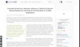 
							         CheckPoint HR Uses Ultimate Software's UltiPro to Deliver Human ...								  
							    