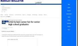 
							         CHED to host career fair for senior high school graduates » Manila ...								  
							    