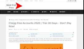 
							         Chegg Free Accounts 2020 - Trial 30 Days Access [Pay Nothing]								  
							    