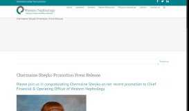 
							         Chermaine Sheyko Promotion Press Release | Western Nephrology								  
							    