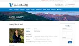 
							         Cheryl Kohn, DO - Vail Health								  
							    