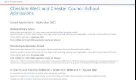 
							         Cheshire West and Chester Council School Admissions								  
							    