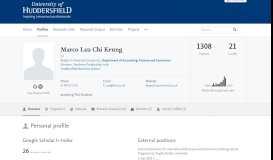 
							         Chi Keung Lau — University of Huddersfield Research Portal								  
							    