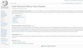 
							         Chief Electoral Officer, Uttar Pradesh - Wikipedia								  
							    