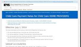 
							         Child Care Payment Rates for Child Care HOME PROVIDERS - IDHS								  
							    