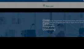 
							         Child Care Program Licensing | Mass.gov								  
							    