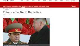 
							         China media: North Korea ties - BBC News								  
							    