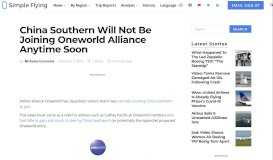 
							         China Southern Will Not Be Joining Oneworld Alliance Anytime Soon ...								  
							    