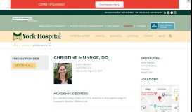 
							         Christine Munroe, DO | York Hospital								  
							    