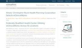 
							         Christopher Rural Health Planning Corporation Selects eCW								  
							    
