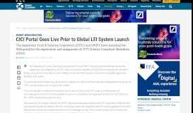 
							         CICI Portal Goes Live Prior to Global LEI System Launch - Global ...								  
							    